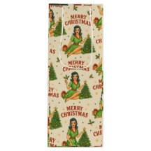 Retro-Weihnachts-Pin-Up-Wein-Geschenktasche