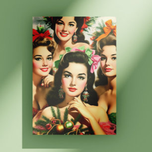Retro-Weihnachts-Pinups Postkarte