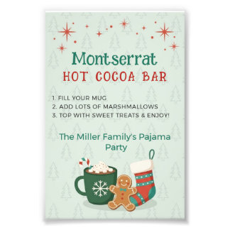 Retro-Weihnachts-Pyjama-Party-Hot-Cocoa-Bar-Schild Fotodruck