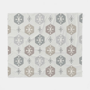 Retro-Weihnachts-Schneeflocken Silber Gold Fleecedecke