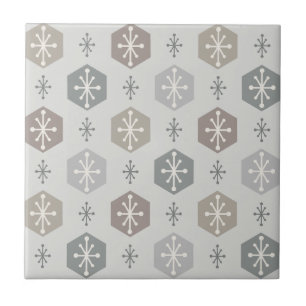 Retro-Weihnachts-Schneeflocken Silber Gold Fliese
