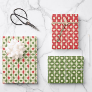 Retro-Weihnachts-Sternenexplosionen im Stil der Mi Geschenkpapier Set