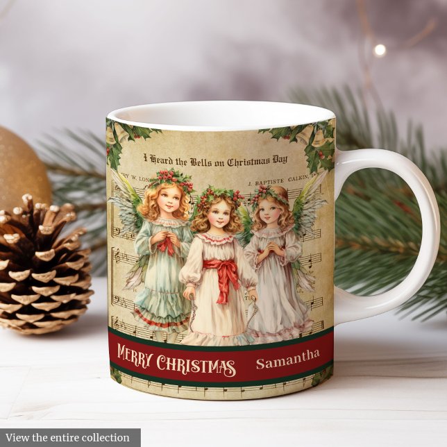 Retro-Weihnachts-Tasse Engel-Geschenk für sie Ande Kaffeetasse (Retro Christmas Mug Angel Gift for Her Keepsake)