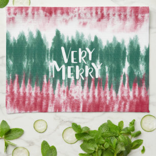 Retro-Weihnachts-Tie-Dye Funky Festlich Geschirrtuch