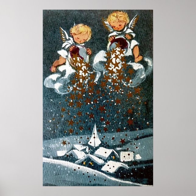 Retro Weihnachts-WeihnachtsAngels-Poster Poster (Vorne)