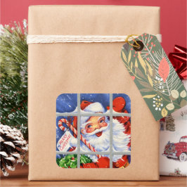 Retro Weihnachts Weihnachtsaufkleber Quadratischer Aufkleber