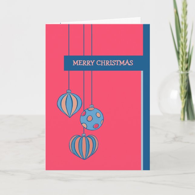 Retro Weihnachtsbälle Rote Karte (Vorderseite)