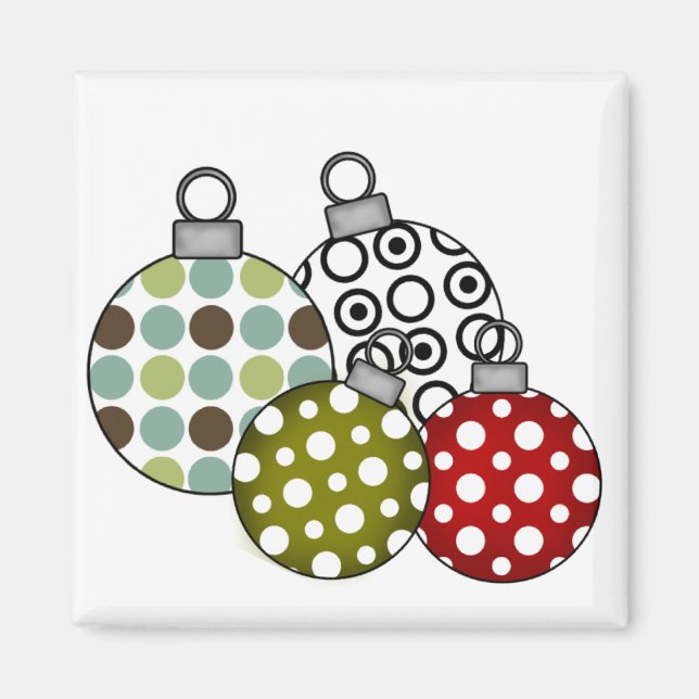 Retro Weihnachtsbälle T - Shirt und Geschenke Magnet (Vorne)