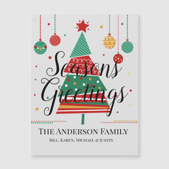 Retro Weihnachtsbaum Anpassbare Magnetkarte (Vorderseite)
