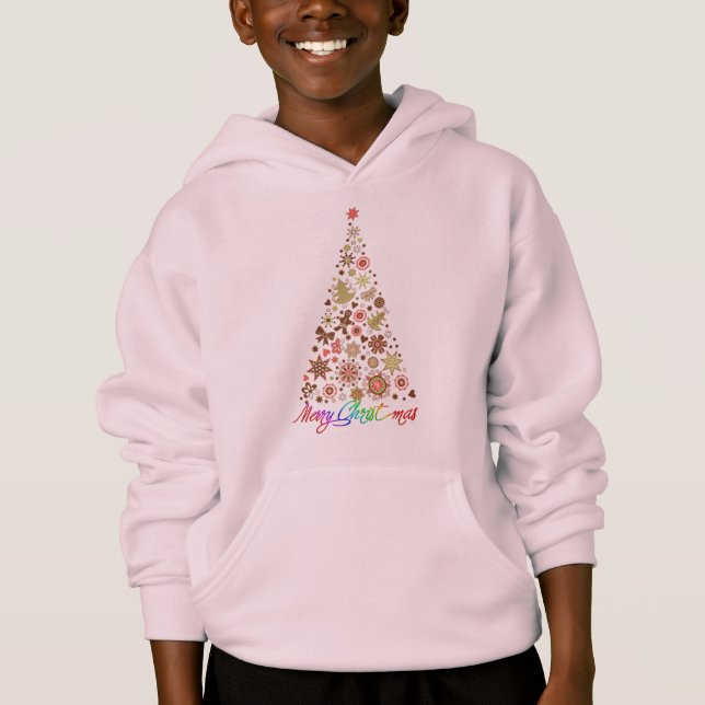 Retro-Weihnachtsbaum Basic Kapuzenpullover Hoodie (Vorderseite)