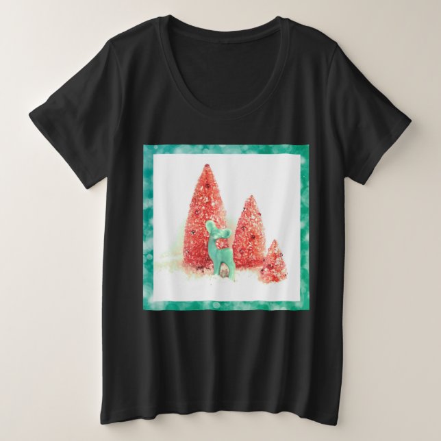 Retro Weihnachtsbaum mit Aqua Frame Plus Größe T-S Große Größe T-Shirt (Design vorne)
