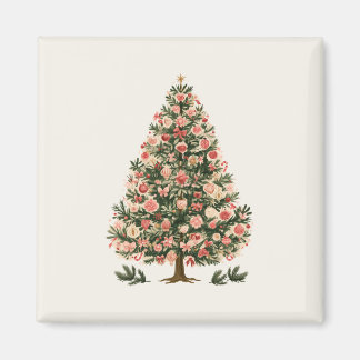Retro-Weihnachtsbaum mit rosa Kugeln Magnet