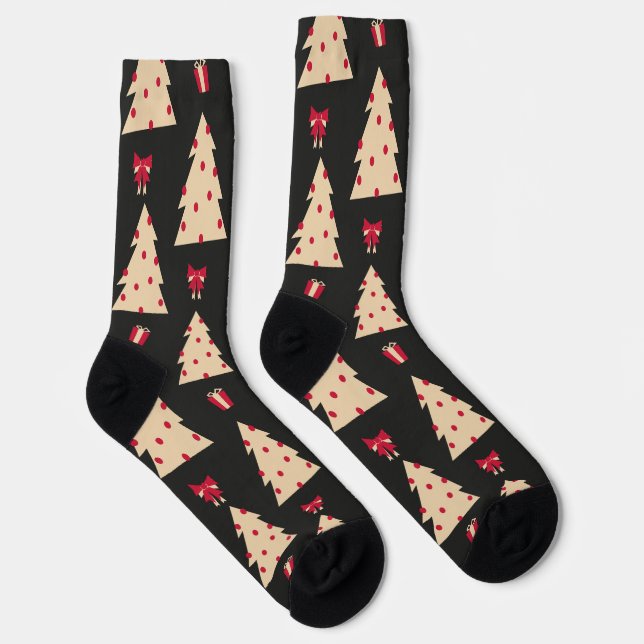 Retro Weihnachtsbaum Muster Nahtlose Wiederholung Socken (Rechts)