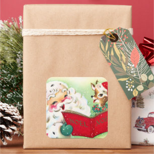 Retro Weihnachtsbaum Quadratischer Aufkleber