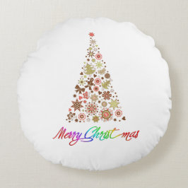 Retro Weihnachtsbaum-rundes Wurfs-Kissen Rundes Kissen