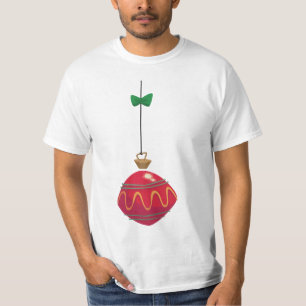 Retro-Weihnachtsbaumanhänger in Rot mit einer grün T-Shirt