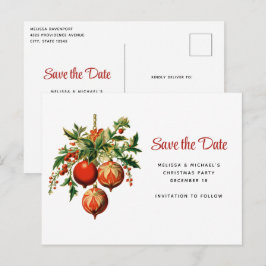 Retro Weihnachtsbaumdekorationen Save the Date Einladungspostkarte