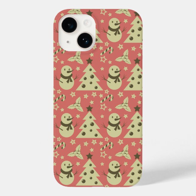 Retro Weihnachtsbäume Heilige Beerenstrasse Case-Mate iPhone 14 Hülle (Rückseite)