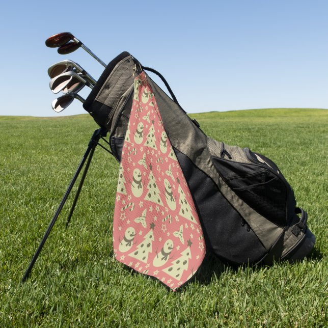 Retro Weihnachtsbäume Heilige Beerenstrasse Golfhandtuch (Gras)