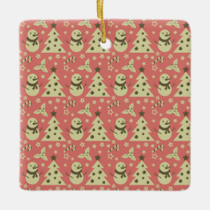 Retro Weihnachtsbäume Heilige Beerenstrasse Keramikornament