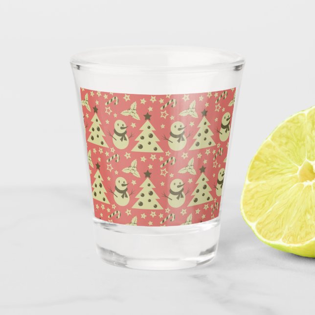 Retro Weihnachtsbäume Heilige Beerenstrasse Schnapsglas (Vorderseite)