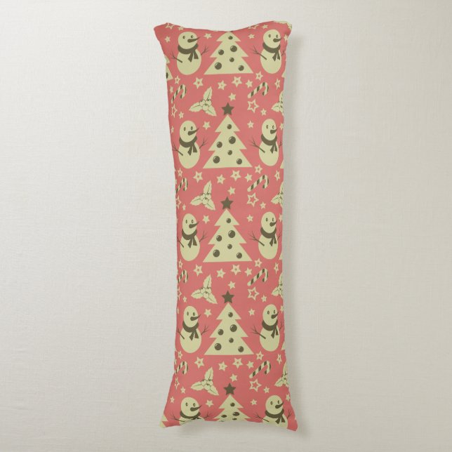 Retro Weihnachtsbäume Heilige Beerenstrasse Seitenschläferkissen (Vorderseite Vertikal)