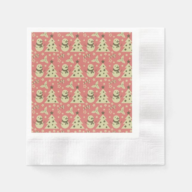 Retro Weihnachtsbäume Heilige Beerenstrasse Serviette (Vorderseite)