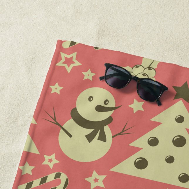 Retro Weihnachtsbäume Heilige Beerenstrasse Strandtuch (Beispiel)