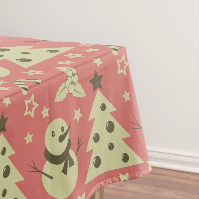 Retro Weihnachtsbäume Heilige Beerenstrasse Tischdecke (Beispiel)