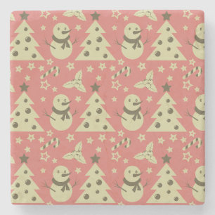 Retro-Weihnachtsbäume Stechpalmen-Beere Stern Zuck Steinuntersetzer