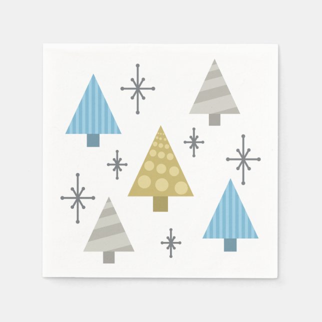 Retro Weihnachtsbaumen der 1950er Jahre Serviette (Vorderseite)