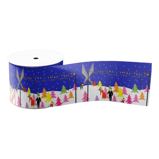 Retro WeihnachtsBaumfarm-Geschenk-Band Ripsband (Spule)