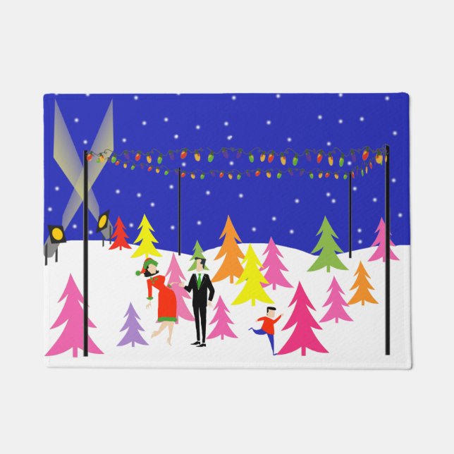 Retro WeihnachtsBaumfarm-Tür-Matte Fußmatte (Vorderseite)