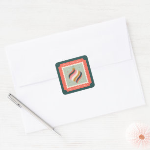 Retro-Weihnachtsbaumkugel-Briefmarke Quadratischer Aufkleber