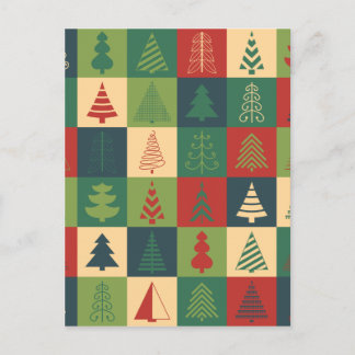 Retro Weihnachtsbaummuster Feiertagspostkarte