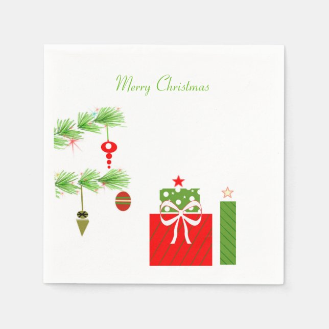 Retro Weihnachtsbaumpapier Napkins Serviette (Vorderseite)