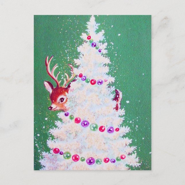Retro Weihnachtsbaumpostkarte Feiertagspostkarte (Vorderseite)