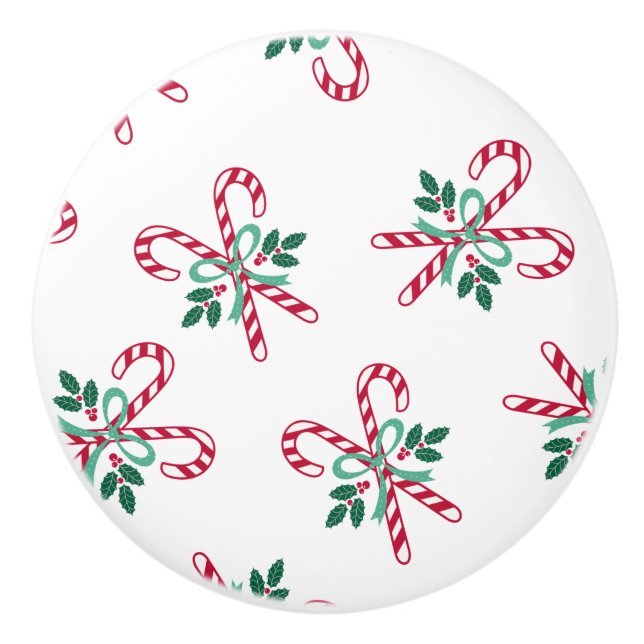 Retro Weihnachtsbonbons Keramikknauf (Vorderseite)