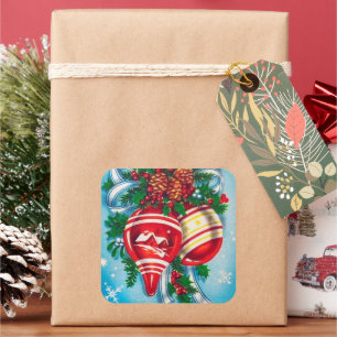 Retro Weihnachtsbrille Weihnachtsgeschenk Weihnach Quadratischer Aufkleber