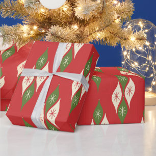 Retro-Weihnachtsdekoration im Stil der Mitte des 2 Geschenkpapier