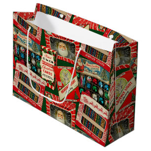 Retro-Weihnachtsdekorationen-Kollage Große Geschenktüte