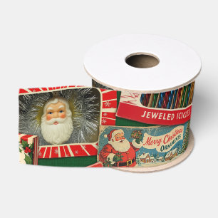 Retro-Weihnachtsdekorationen-Kollage Ripsband