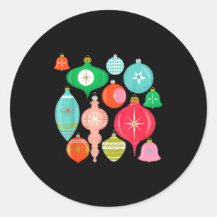 Retro-Weihnachtsdekorationen Mid-Century-Moderne  Runder Aufkleber