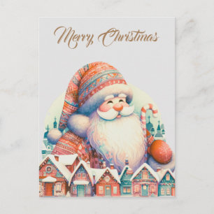 Retro Weihnachtsdorf Santa Claus Postkarte