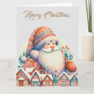 Retro Weihnachtsdorf vom Weihnachtsmann Karte