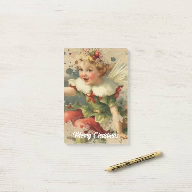 Retro-Weihnachtsfee Post-it Klebezettel (Auf Schreibtisch)