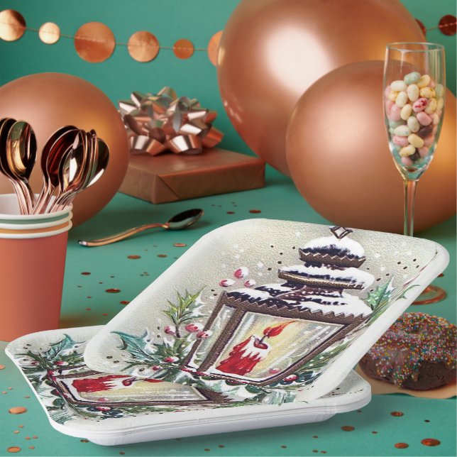 Retro Weihnachtsfeier Pappteller (Multi)
