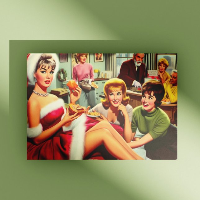 Retro-Weihnachtsfeier Postkarte (Von Creator hochgeladen)