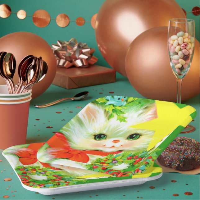 Retro-Weihnachtsfeier Weihnachtsfeier Pappteller (Multi)
