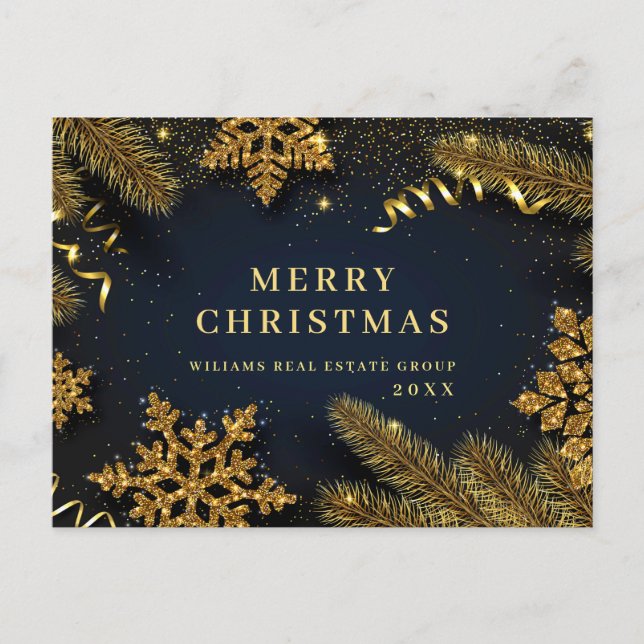 Retro Weihnachtsfeiertag Firmengrüße Postcar Postkarte (Vorderseite)